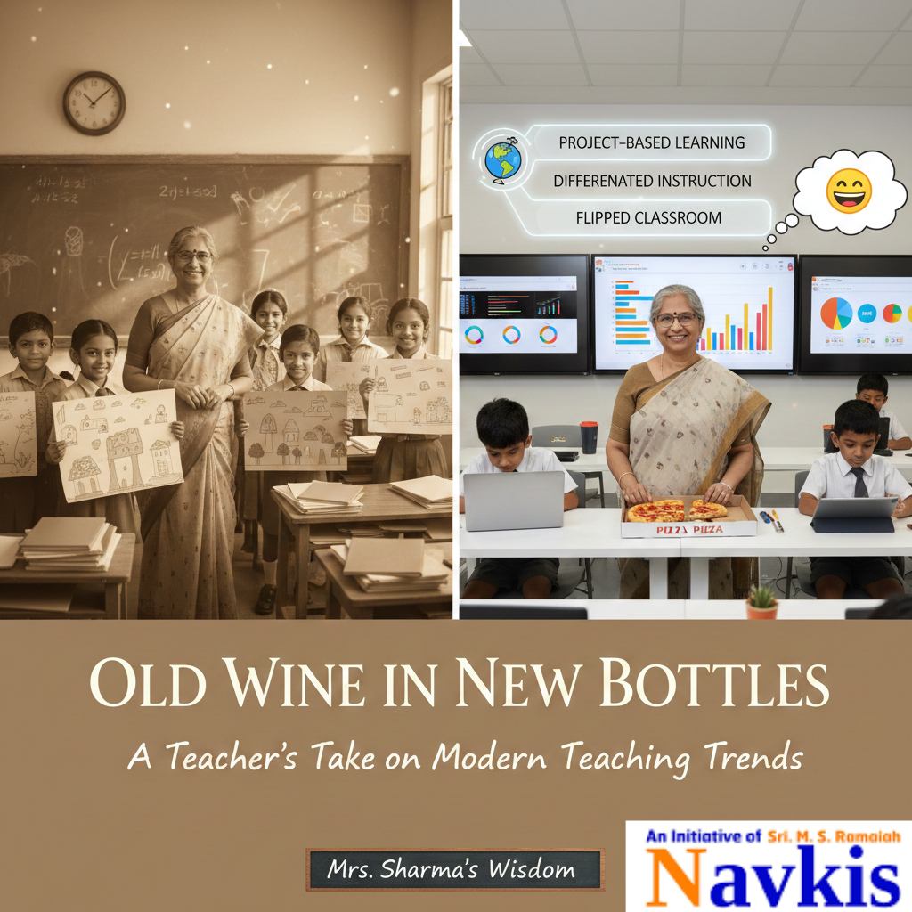 Comparison of a traditional 90s classroom with chalkboards and a modern digital classroom